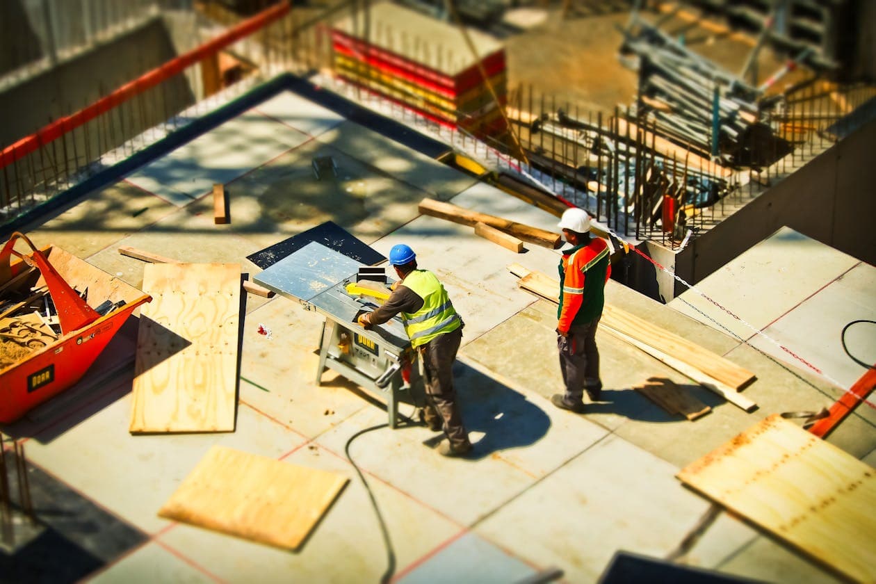 Construction site — builders at work